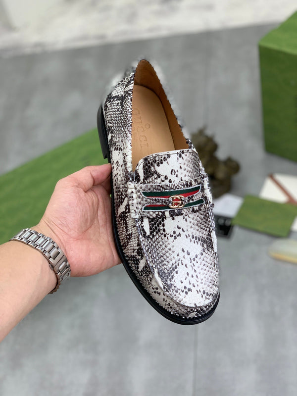 MOCASSINO GG DA UOMO IN PELLE DI PITONE MARRONE