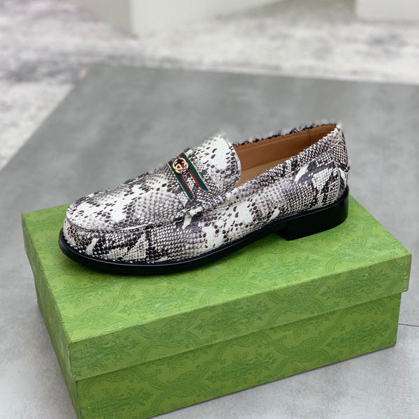 MOCASSINO GG DA UOMO IN PELLE DI PITONE MARRONE