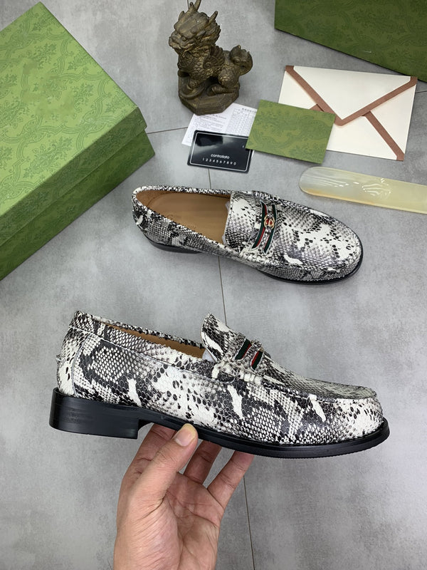 MOCASSINO GG DA UOMO IN PELLE DI PITONE MARRONE