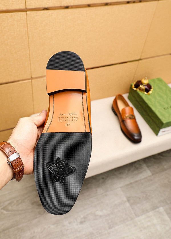 MOCASSINI IN PELLE MARRONE GG DA UOMO