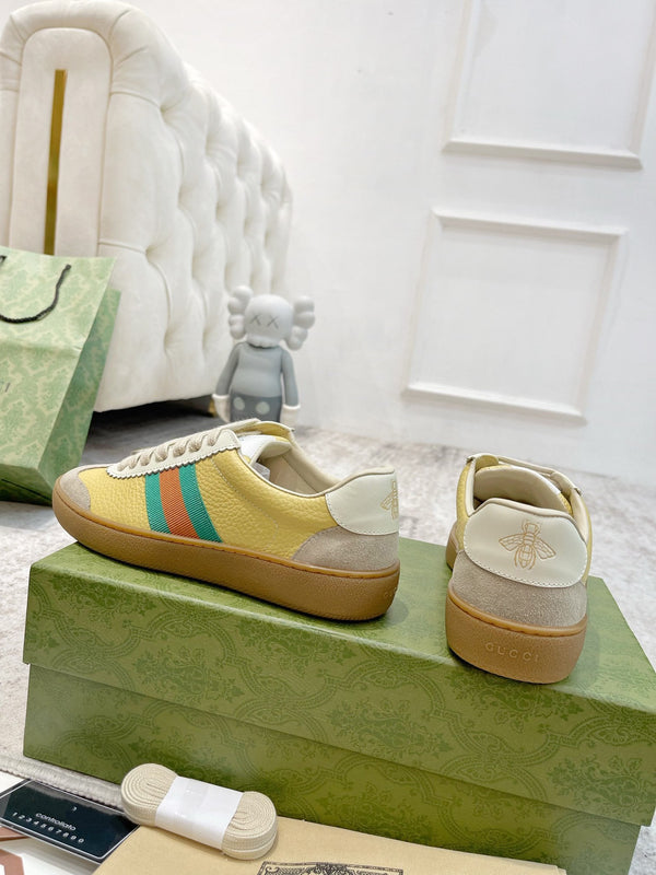 SNEAKERS GG IN PELLE GIALLA ARDESIA