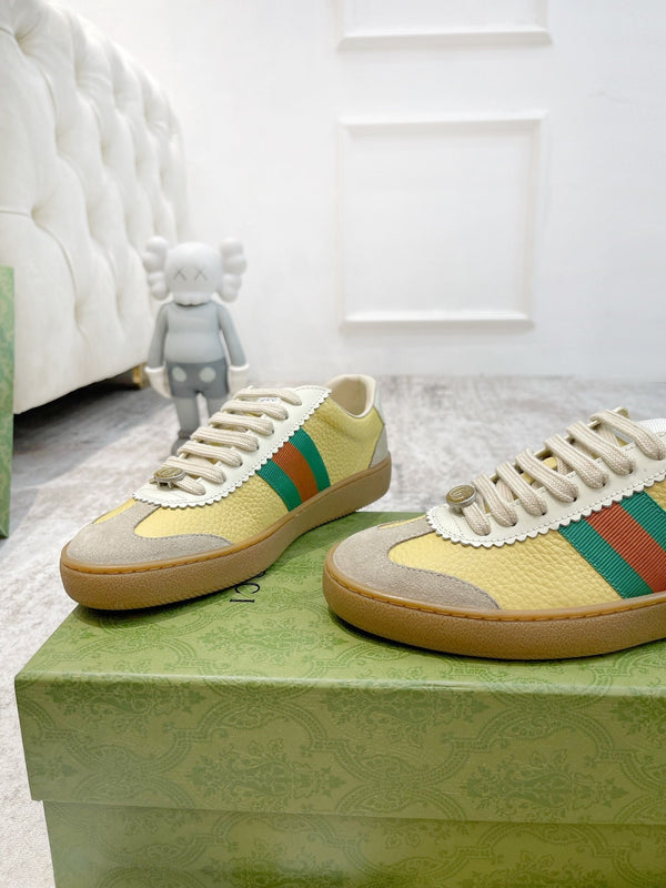 SNEAKERS GG IN PELLE GIALLA ARDESIA