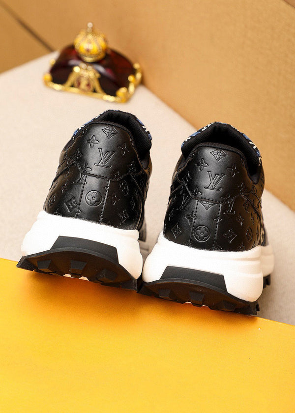 LV HIGH-END CLASSIC BLACK AND WHITE SUEDE MEN'S SHOES