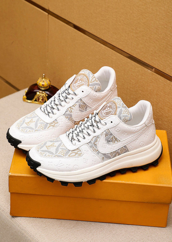 LV HIGH-END CLASSIC WHITE SUEDE MEN'S SHOES