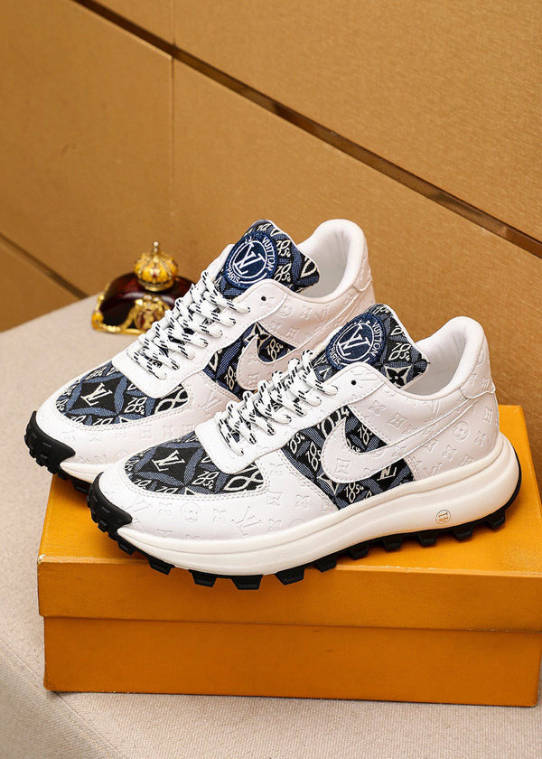 LV HIGH-END CLASSIC WHITE BLACK AND WHITE SUEDE MEN'S SHOES