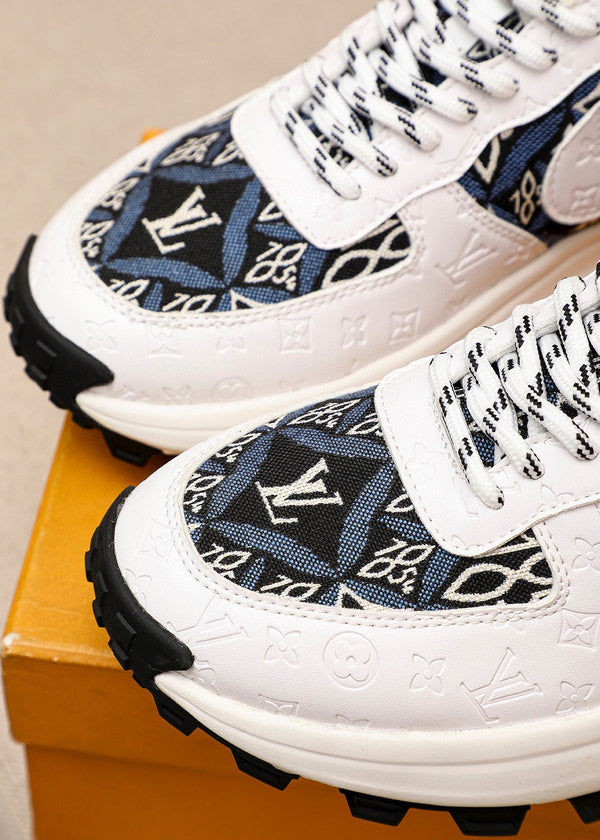 LV HIGH-END CLASSIC WHITE BLACK AND WHITE SUEDE MEN'S SHOES