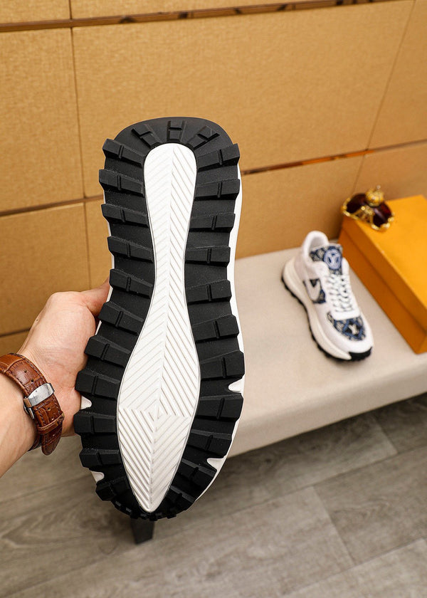 LV HIGH-END CLASSIC WHITE BLACK AND WHITE SUEDE MEN'S SHOES