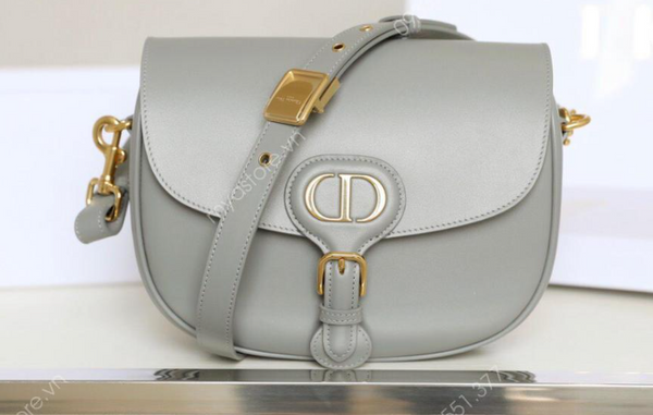 CD BOBBY MEDIO 22CM PELLE DI VITELLO GRIGIO SCURO FERRAMENTA ORO