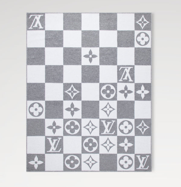 LV Checkmate Blanket Grey White