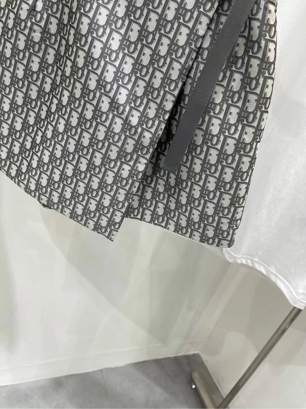 Dior 25C Belt Shirt Short in Gray and White Jacquard