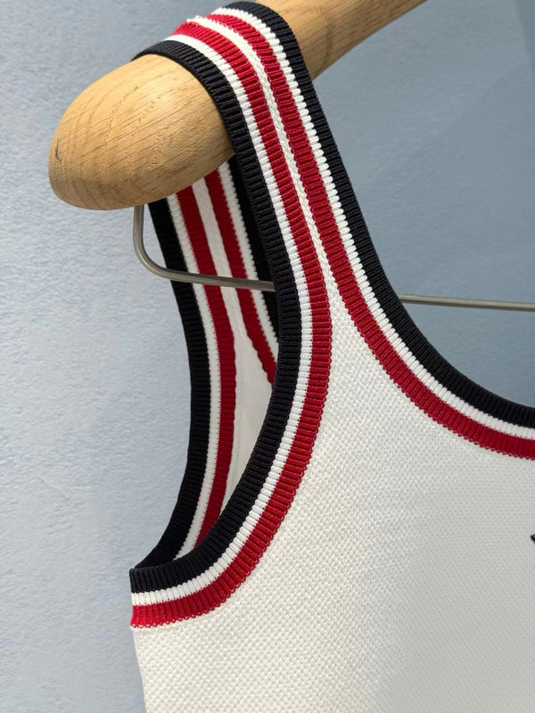 Dior 25 Black Red Neckline Viscose White Tank Top