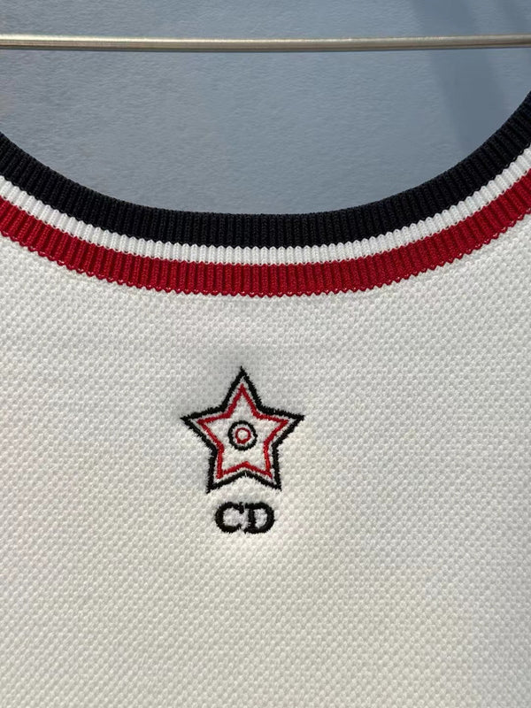 Dior 25 Black Red Neckline Viscose White Tank Top