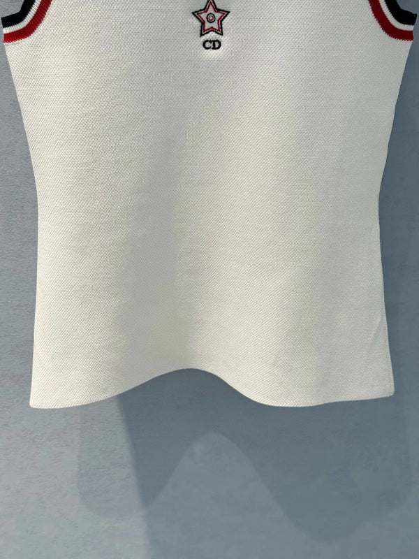 Dior 25 Black Red Neckline Viscose White Tank Top