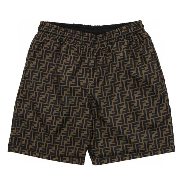 Fend Men Swim Short in Brown Nylon