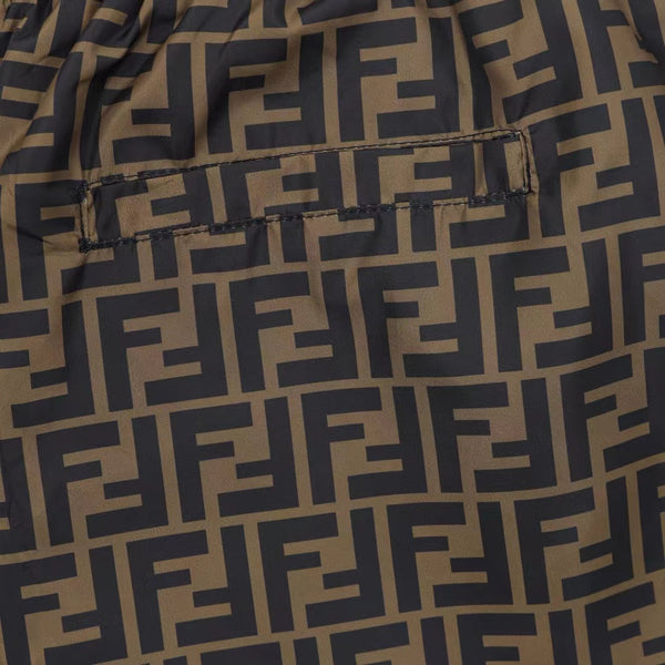 Fend Men Swim Short in Brown Nylon