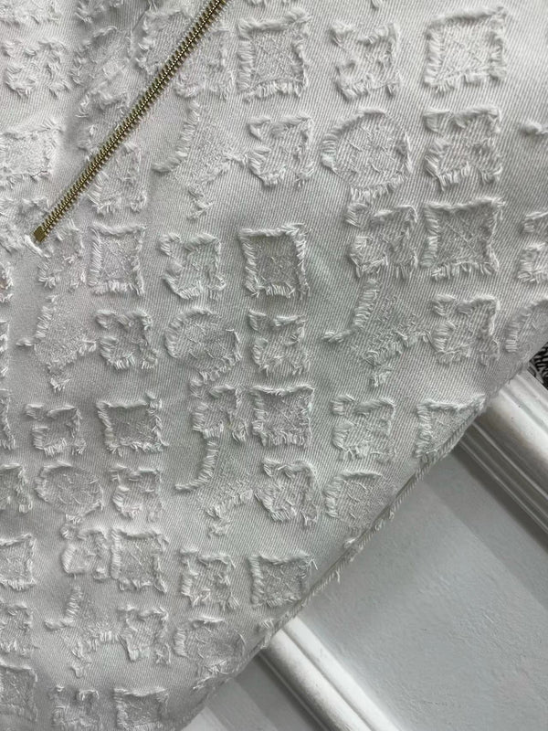 LV Fil Coupe Monogram Milky White Cotton Short Dress