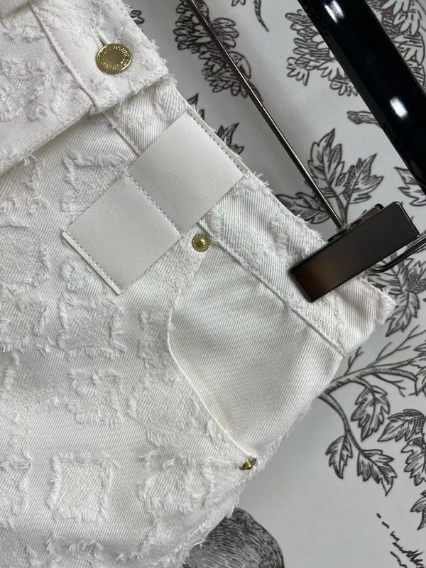 LV Fil Coupe Monogram Milky White Cotton Shorts