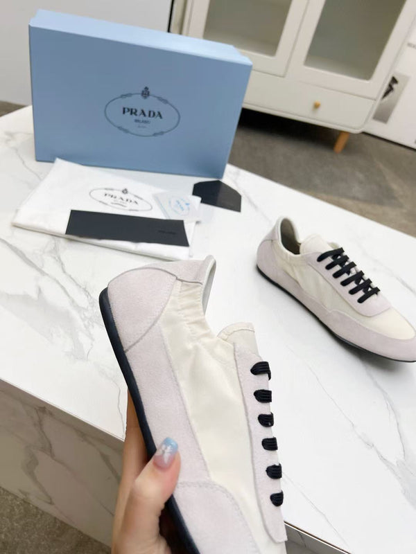 PRA COLLAPSE SNEAKERS GREY AND WHITE BRUSHED LEATHER PATCHWORK