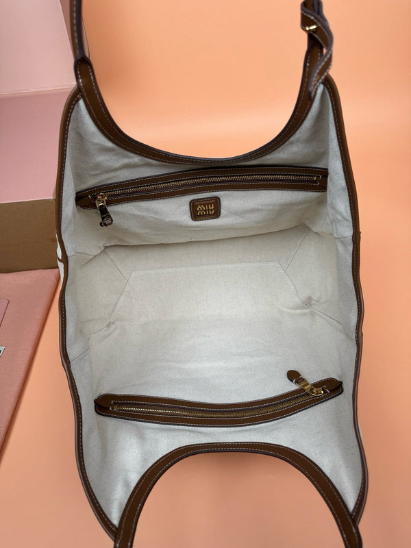 MIU IVY CANVAS 37CM LARGE TOTE BAG