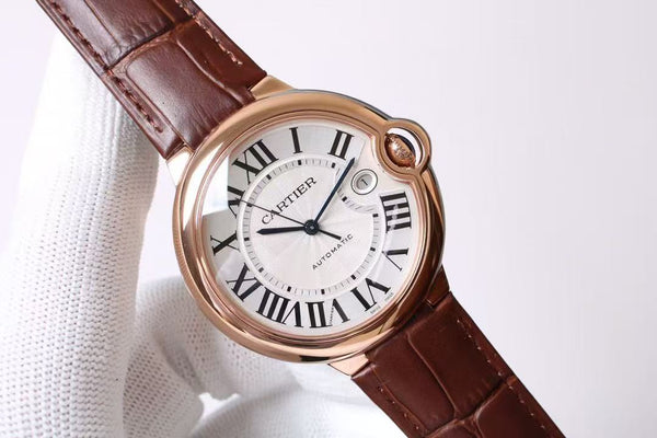 BALLON BLEU 42MM AUTOMATIC ROSE GOLD CASE BROWN LEATHER