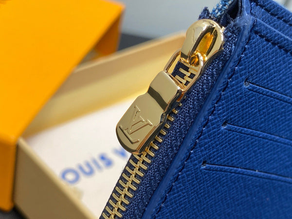 LV Victorine Monogram Wallet Denim Blue Cotton Cowhide