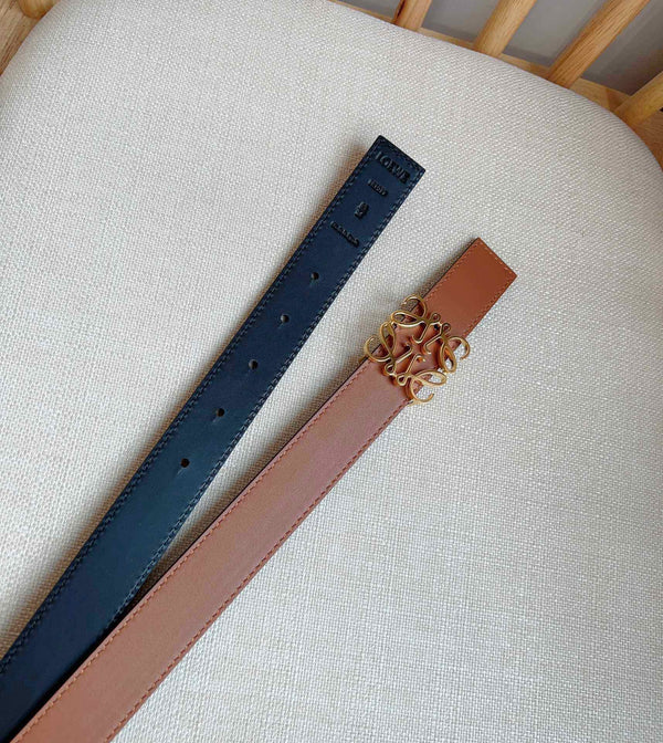 Loewe 28mm Reversible Belt Black Brown Leather