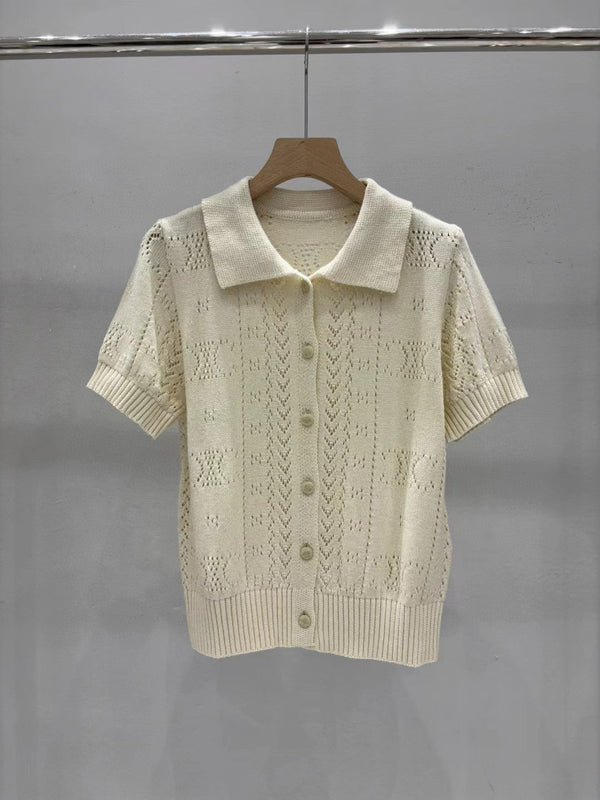 Celine Short Cardigan in Off White Cashmere