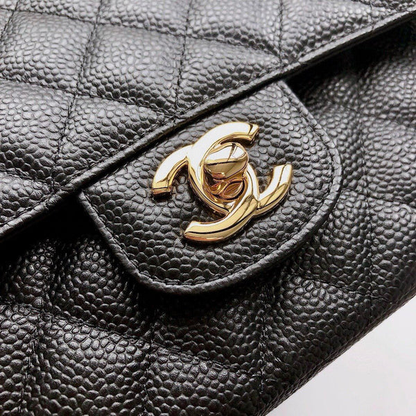 CC CLASSIC FLAP 25CM BLACK CAVIAR GOLD HARDWARE