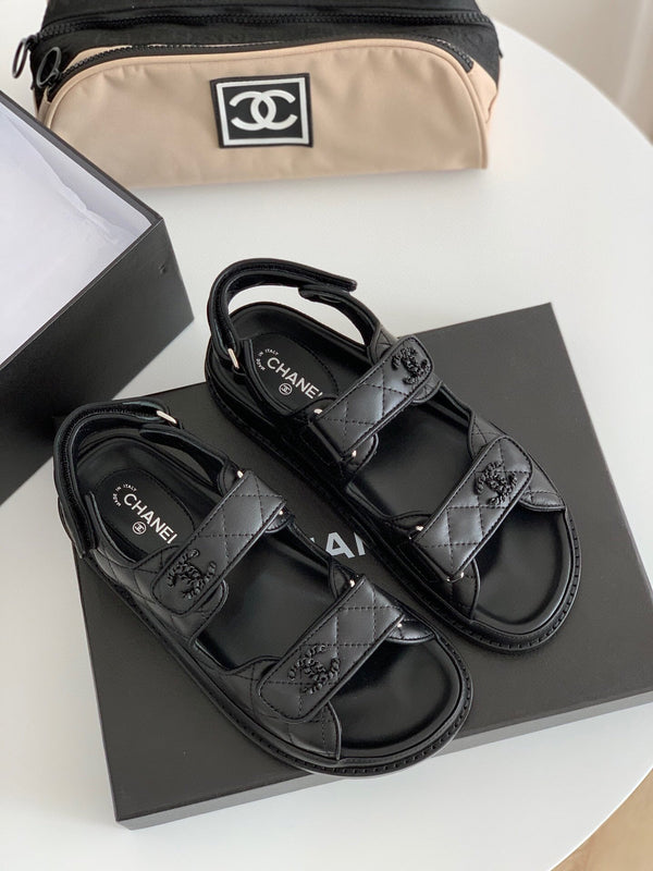 CC 25S Dad Sandal Black Calfskin