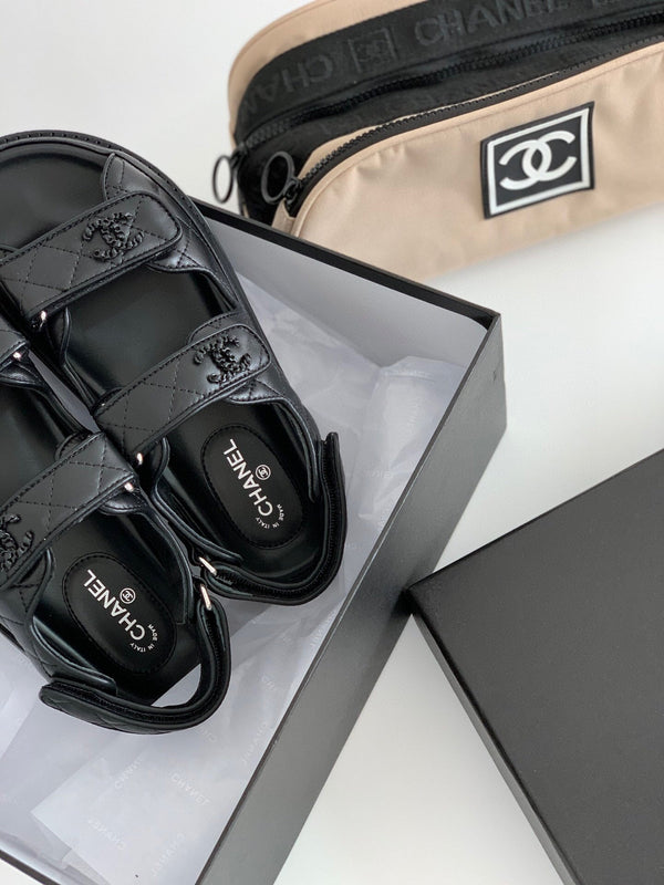 CC 25S Dad Sandal Black Calfskin