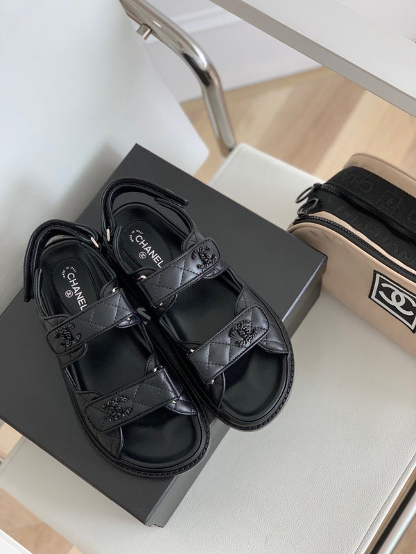 CC 25S Dad Sandal Black Calfskin