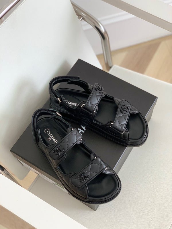 CC 25S Dad Sandal Black Calfskin
