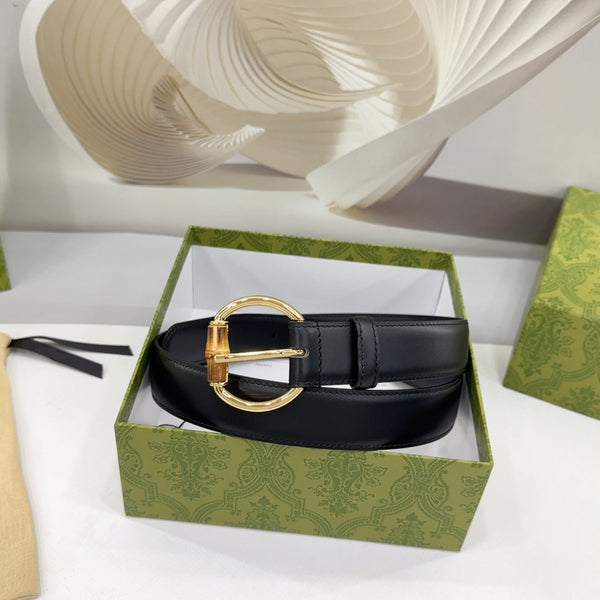 GG BELT CASUAL SQUARE BUCKLE 30MM BLACK LEATHER