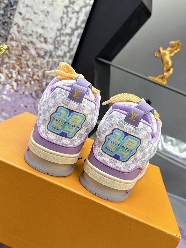 Sneaker da skate LV in pelle bovina arcobaleno e tessuto a rete