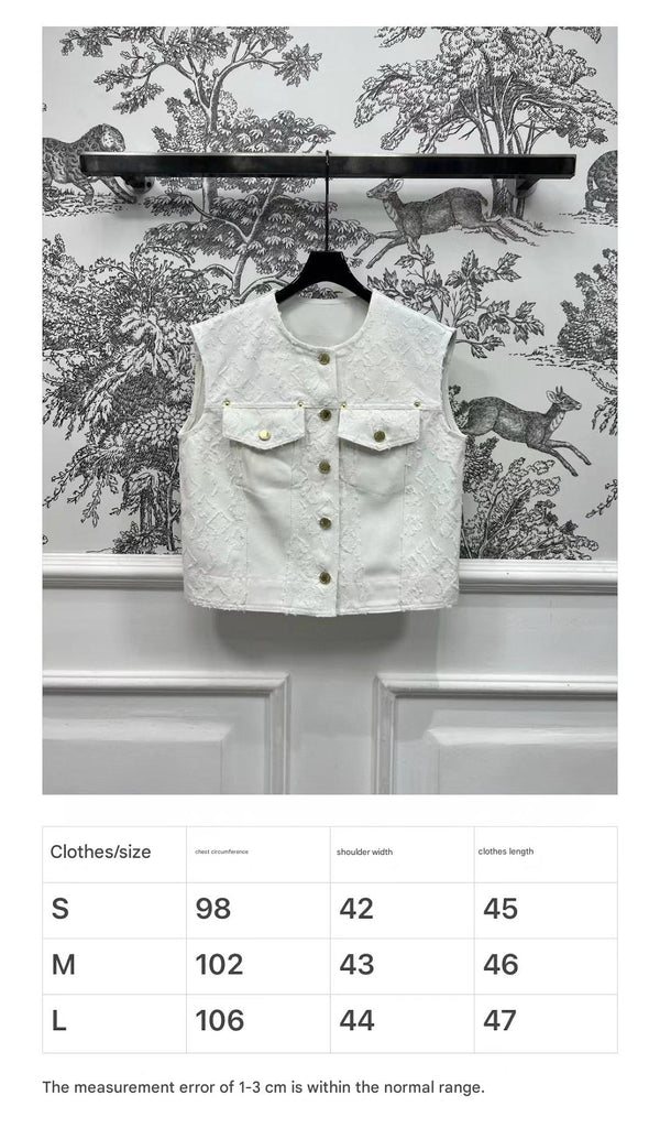 LV Fil Coupe Monogram Milky White Cotton Boxy Jacket