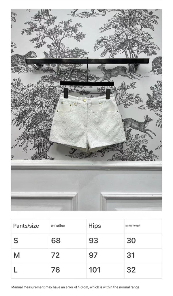 LV Fil Coupe Monogram Milky White Cotton Shorts