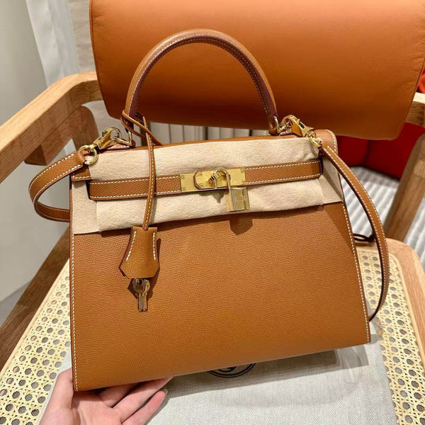 HM Mini Kelly 28cm Caramel Coating Togo Leather Gold Hardware