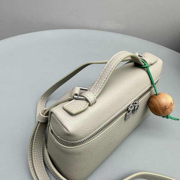 Borsa in pelle di mucca bianca Whisper Extra Pocket L19