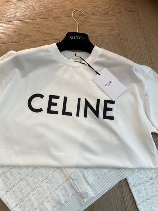 Celine Short sleeves T-shirt Black mix White Cotton