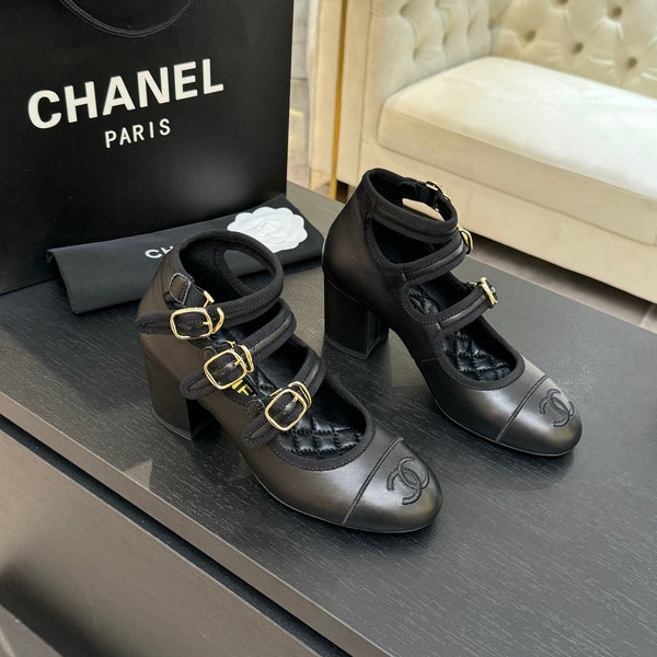CC 25S Mary Jane 70mm Triple Strap Calfskin
