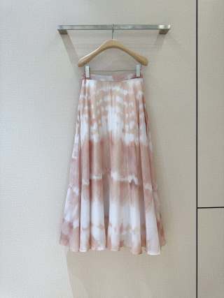 CD High-waist Tie-dye Pattern Skirt Pink mix White Cotton