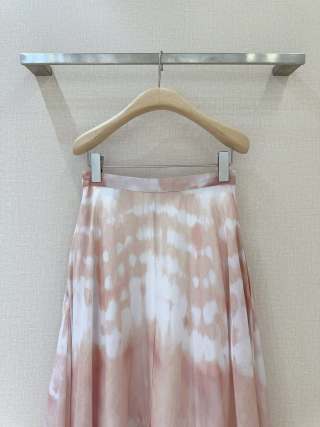 CD High-waist Tie-dye Pattern Skirt Pink mix White Cotton