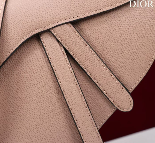 CD Saddle Bag with Strap Blush Pink Grained Calfskin