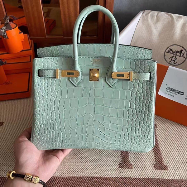 HM BIRKIN 25cm D'Eau Matte Alligator Leather Gold Hardware