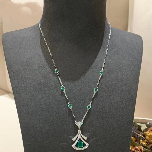 DREAM NECKLACE MALACHITE DIAMOND SILVER