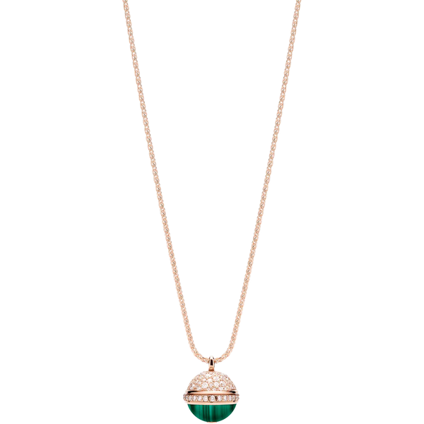 POSSEISSION DIAMOND PINK GOLD MALACHITE NECKLACE