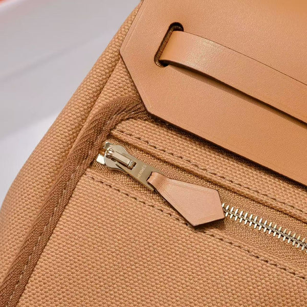 HM Mini Herbag Gold Buckle 20 Straw Canvas and Hunter Cowhide