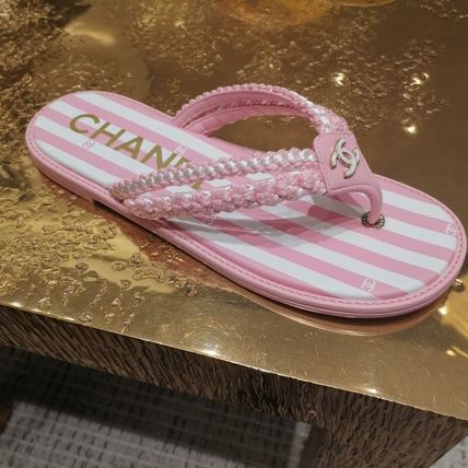CC 25 Thong Sandal Braided Striped Pink White
