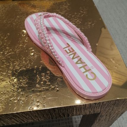 CC 25 Sandalo infradito intrecciato a righe rosa bianco