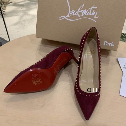 CL Anjalina Spike Pumps Suede Burgundy